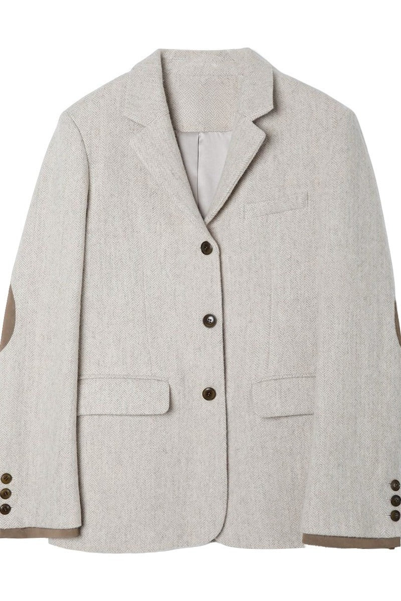 Wool-cashmere chic fit mid-length suit jacket