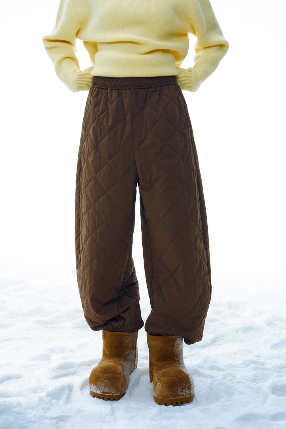 Wool-cotton filling cozy quilted loose pants | 4 color