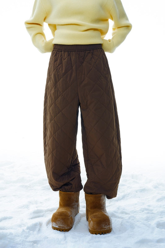 Wool-cotton filling cozy quilted loose pants | 4 color
