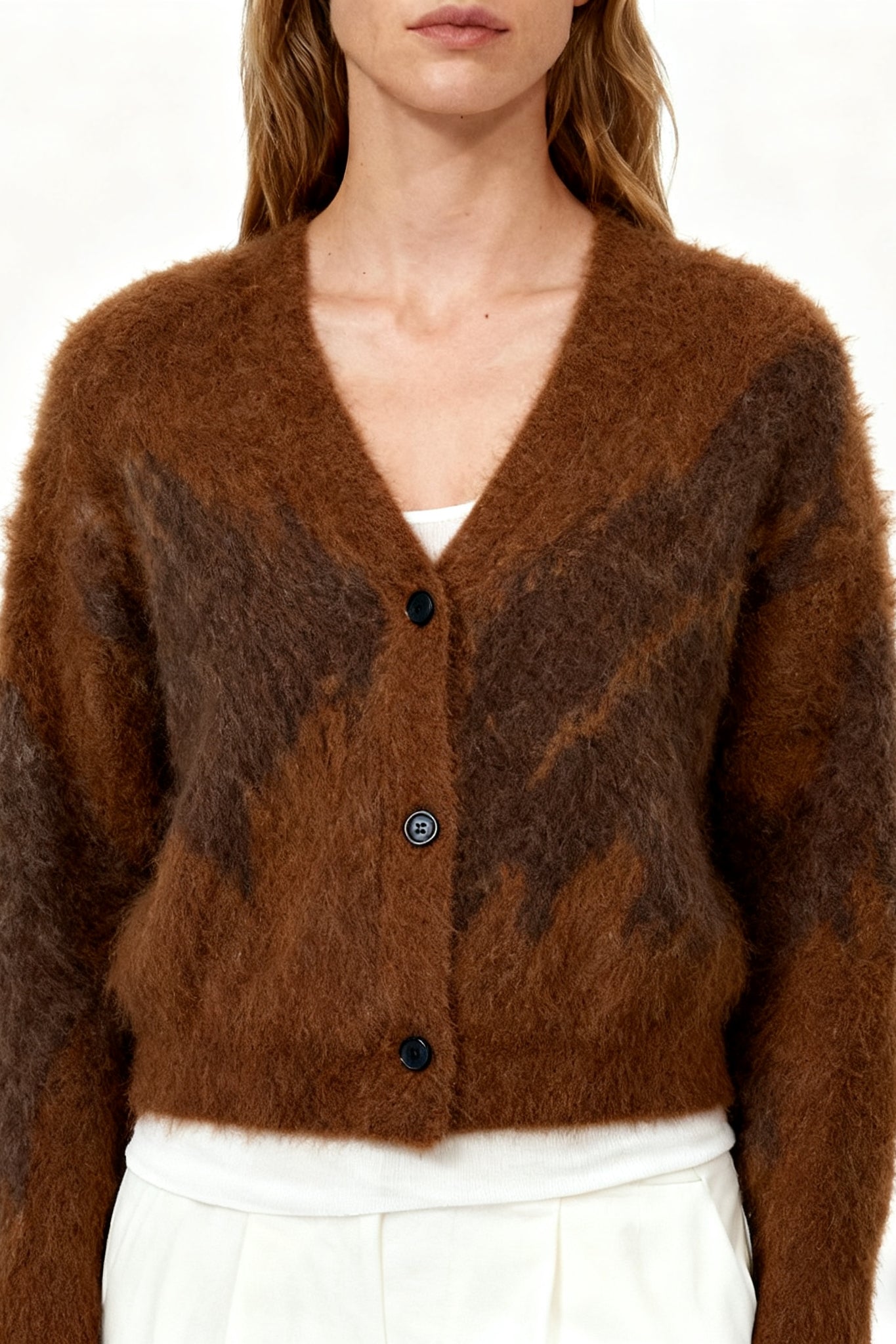 Alpaca blend V-neck casual cardigan | 3 color