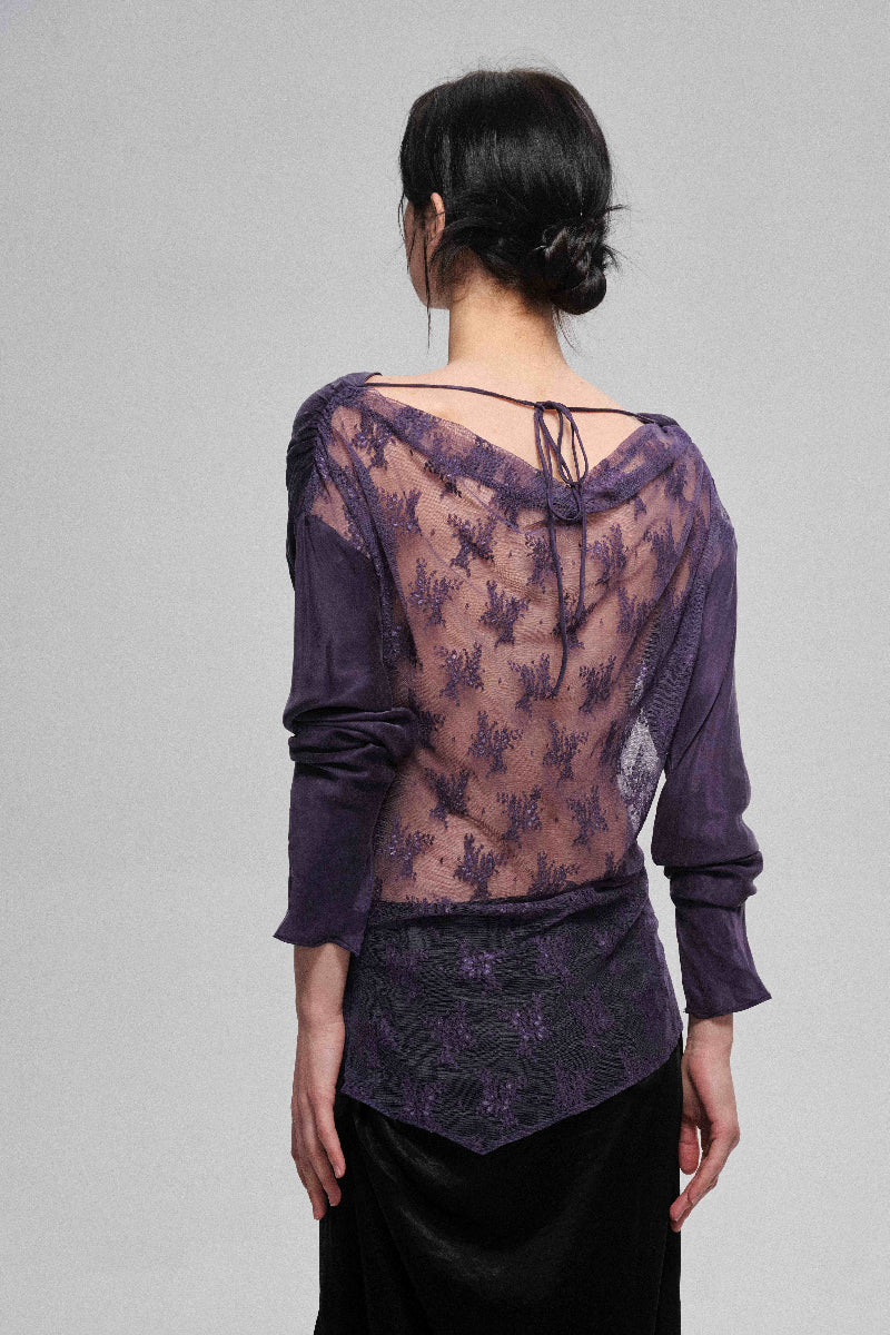 Viscose blend elegant sheer back top