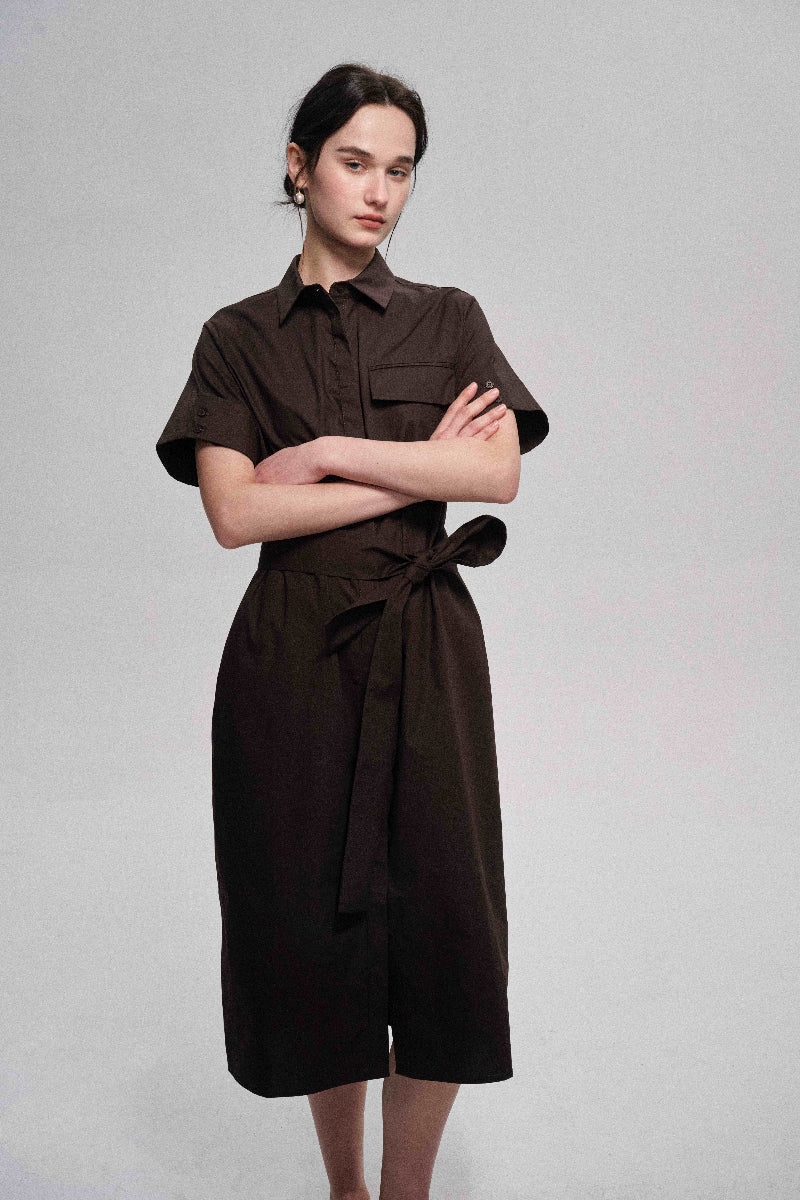 Cotton cocoon silhouette shirt dress | 2 color