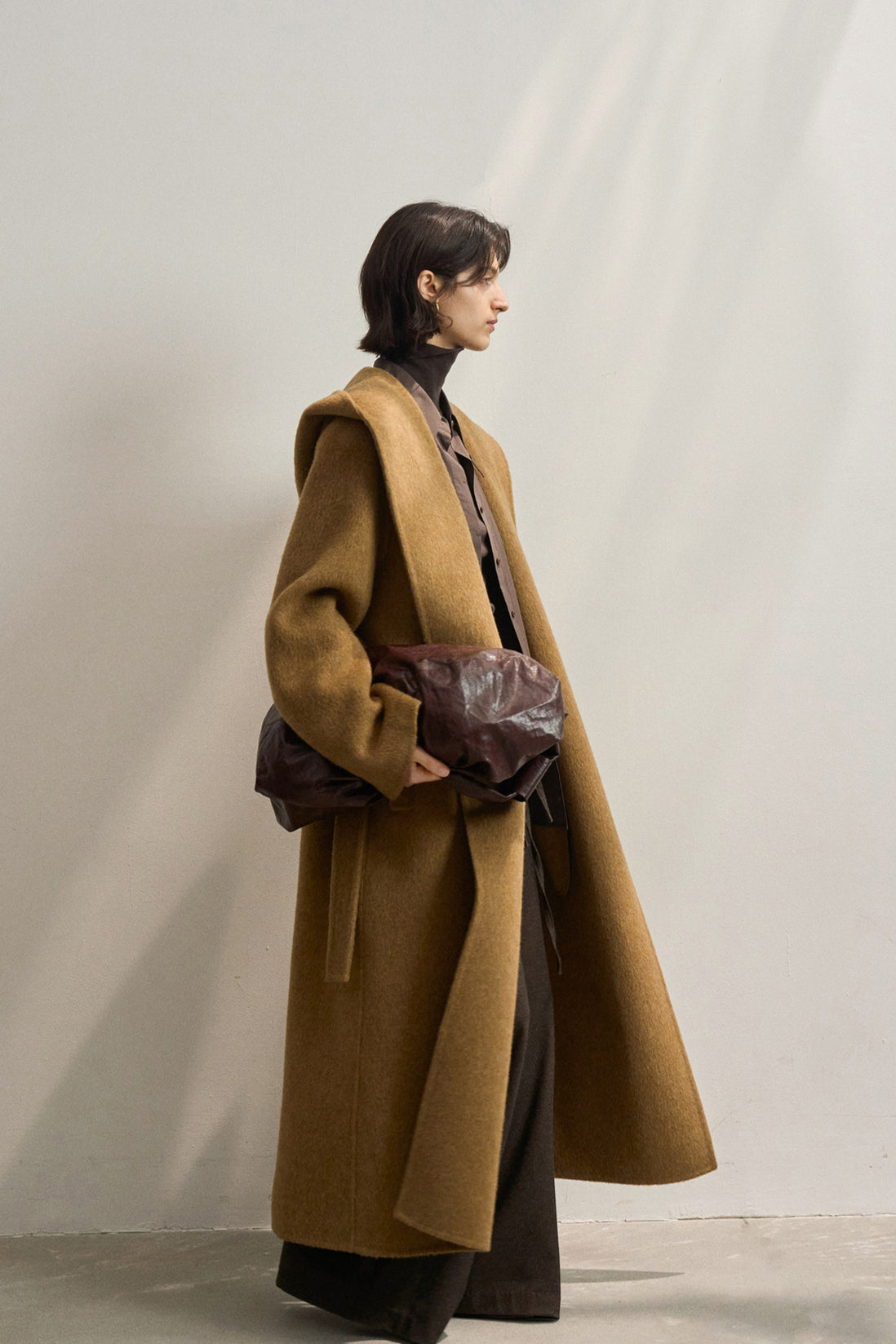 Wool blend alpaca double-sided hooded over coat | 4 color