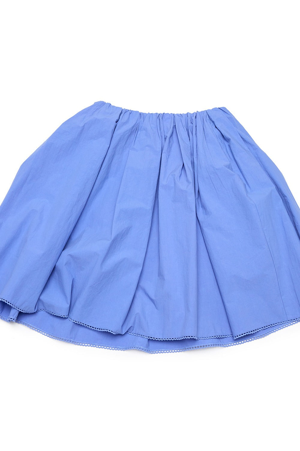 Textured cotton midi skirt with lace trim | 4 color