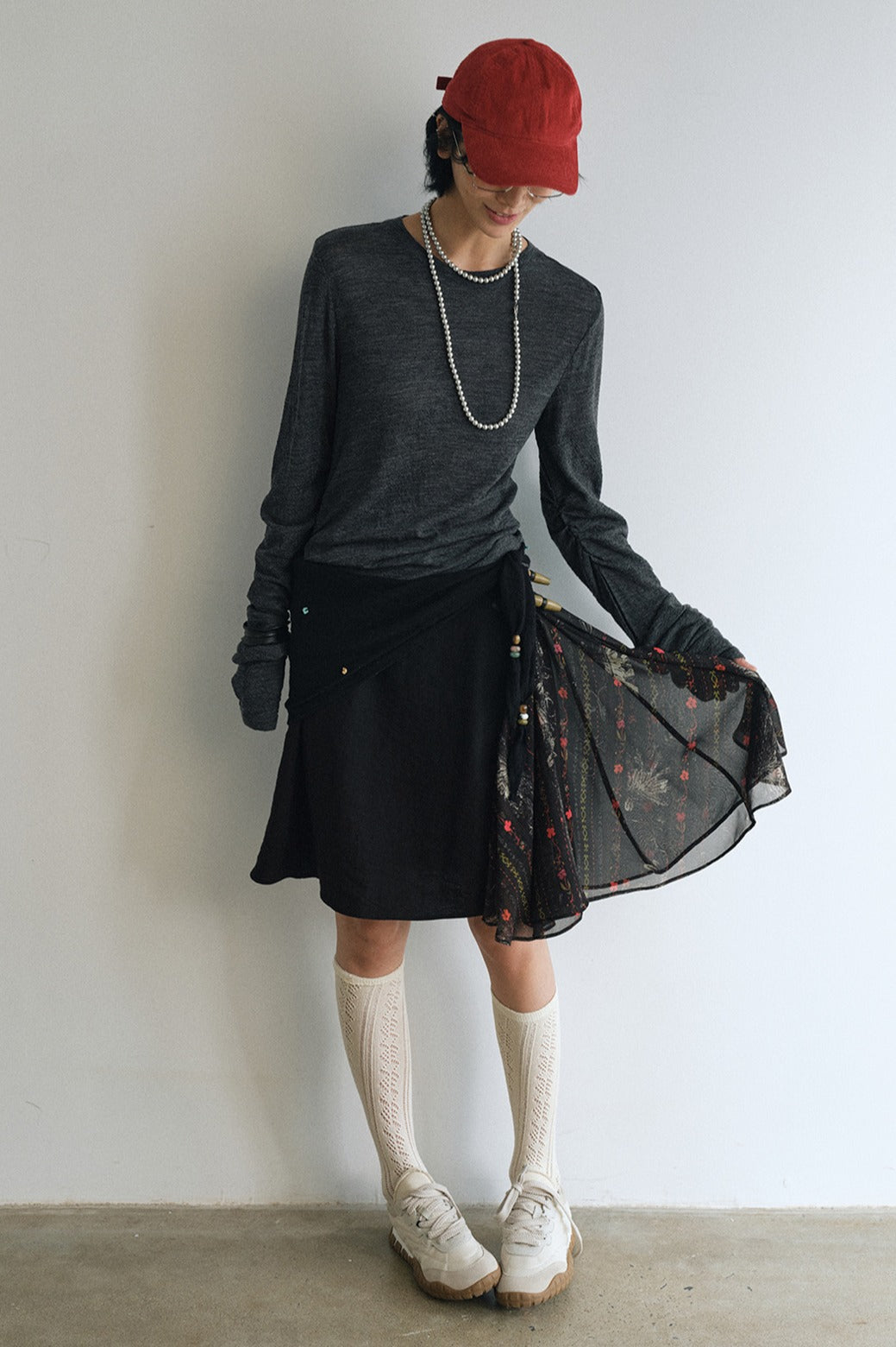 Viscose blend retro style street-ready skirt | 2 color