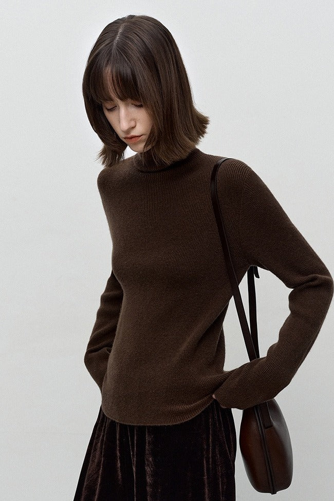 Wool blend seamless knit knitwear | 3 color