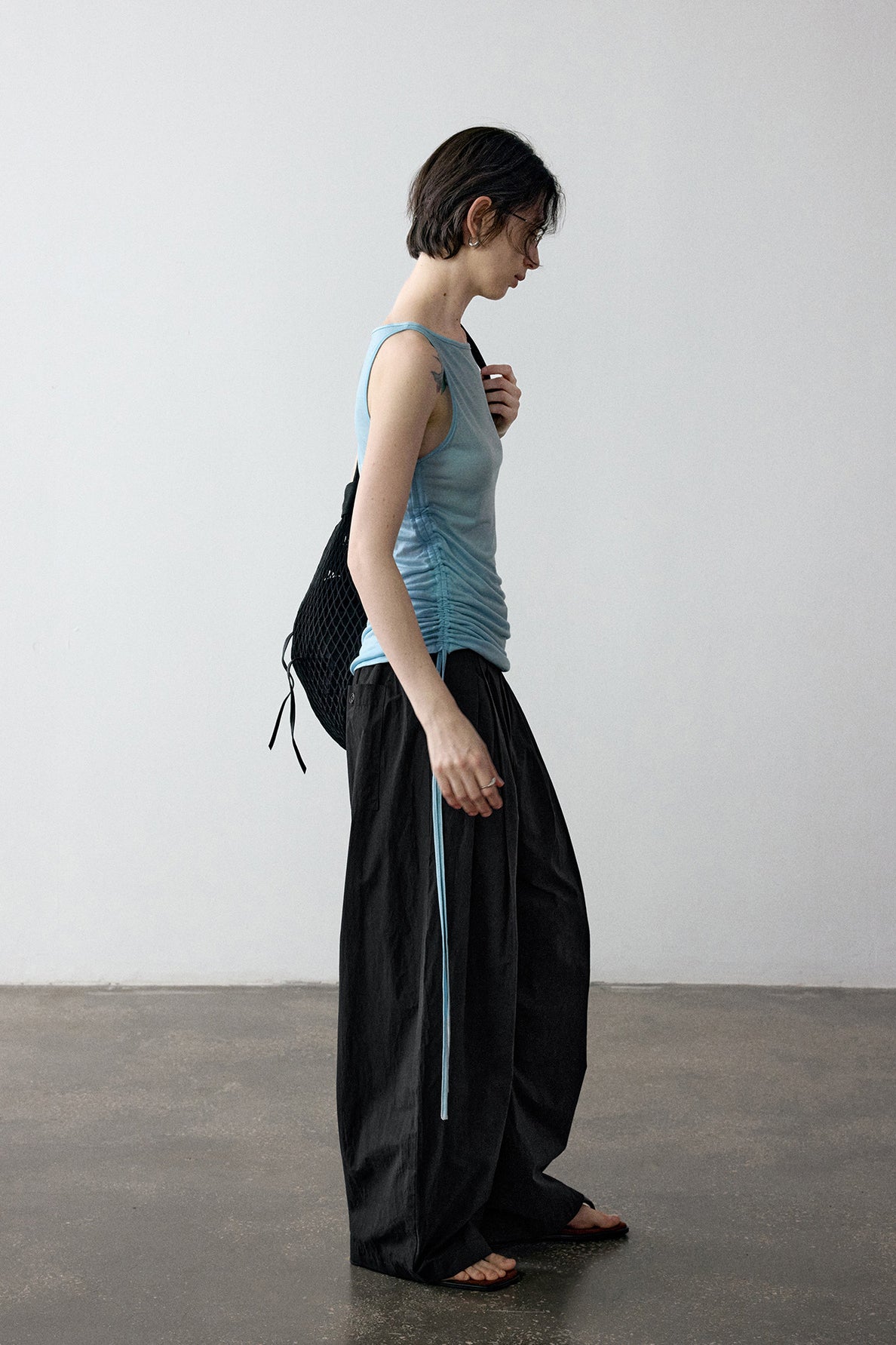 100% cotton paper-like texture wide leg pants | 4 color