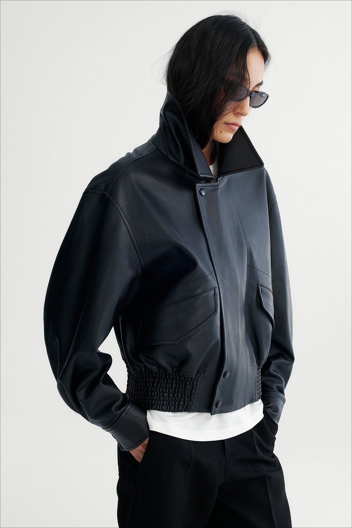 PU silhouetted retro style jacket | 2 color