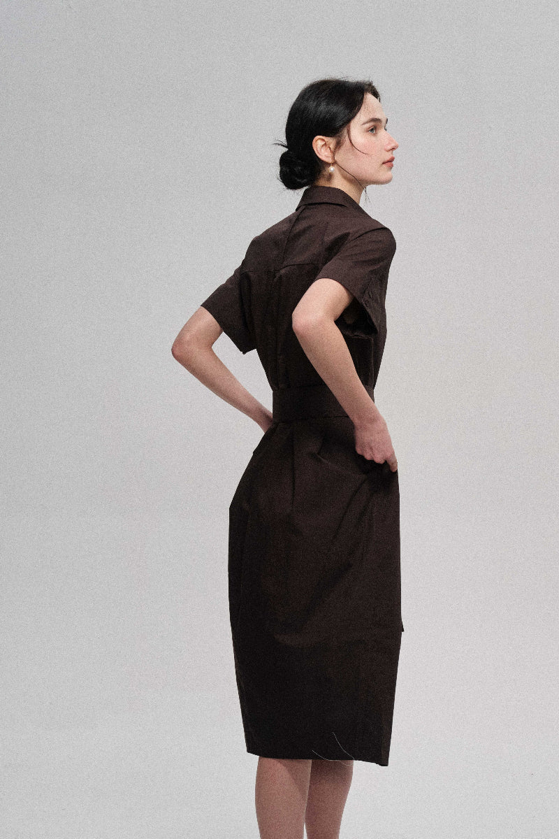 Cotton cocoon silhouette shirt dress | 2 color