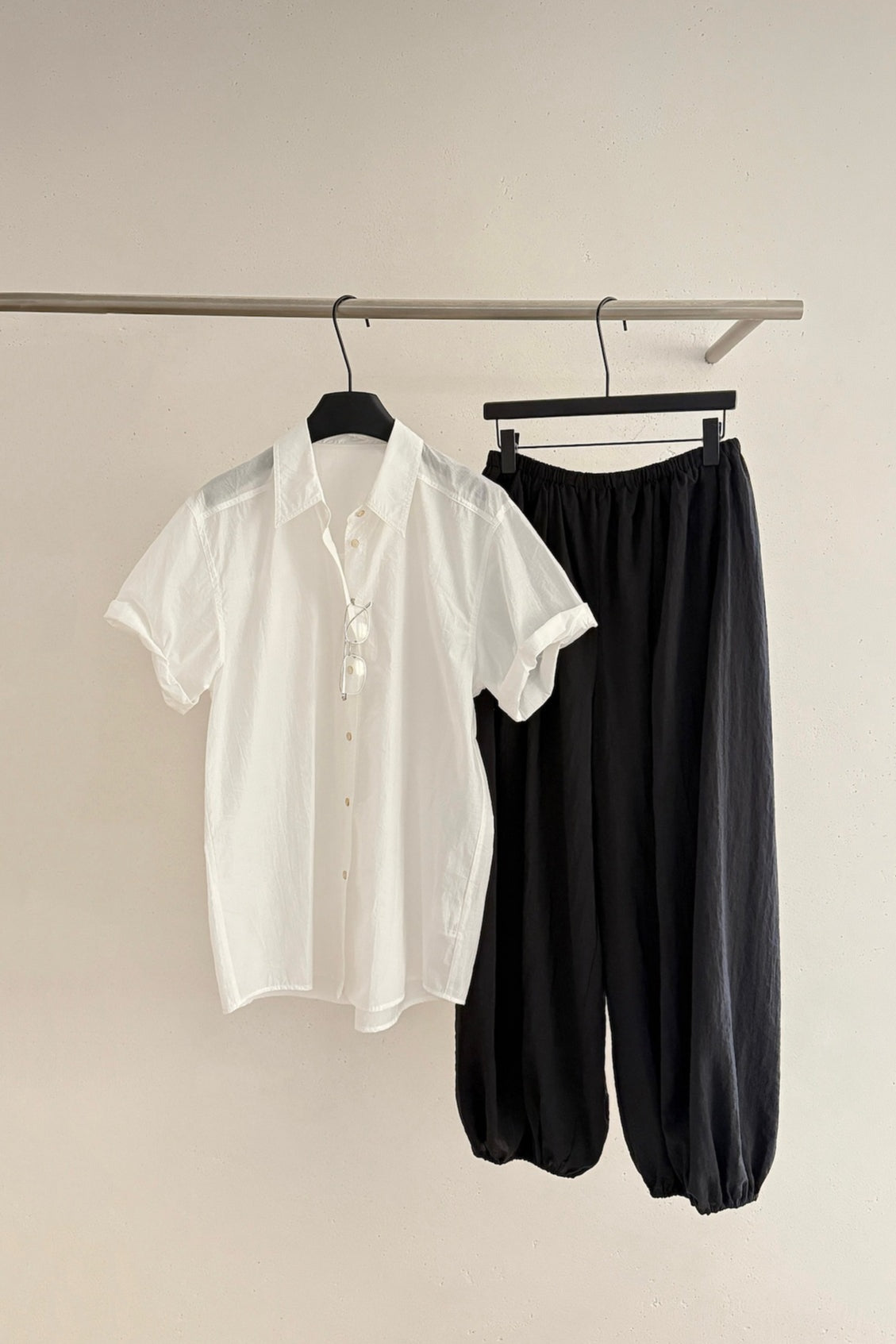 Cotton blend rumpled feel rolled sleeves shirt | 3 color