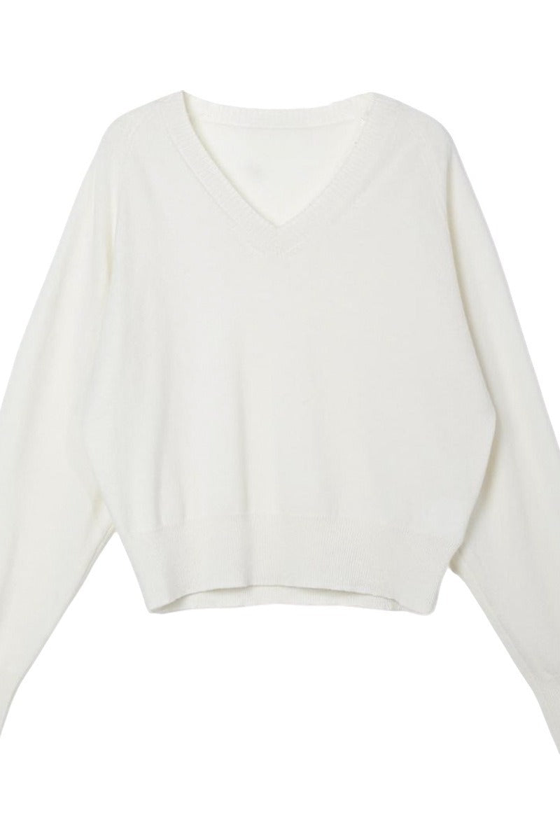 100% wool loose fit v-neck sweater | 2 color