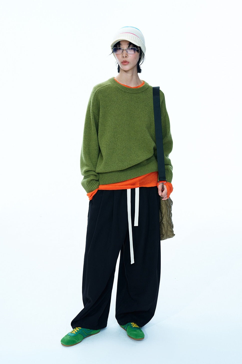 Relaxed fit banana shape cropped casual pants | 4 color