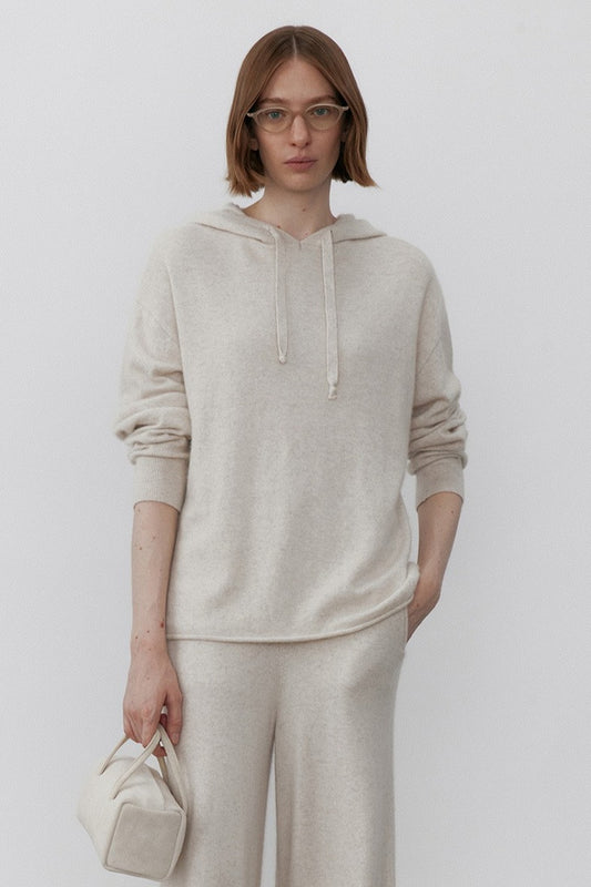 Wool blend slouchy fit hoodie sweater