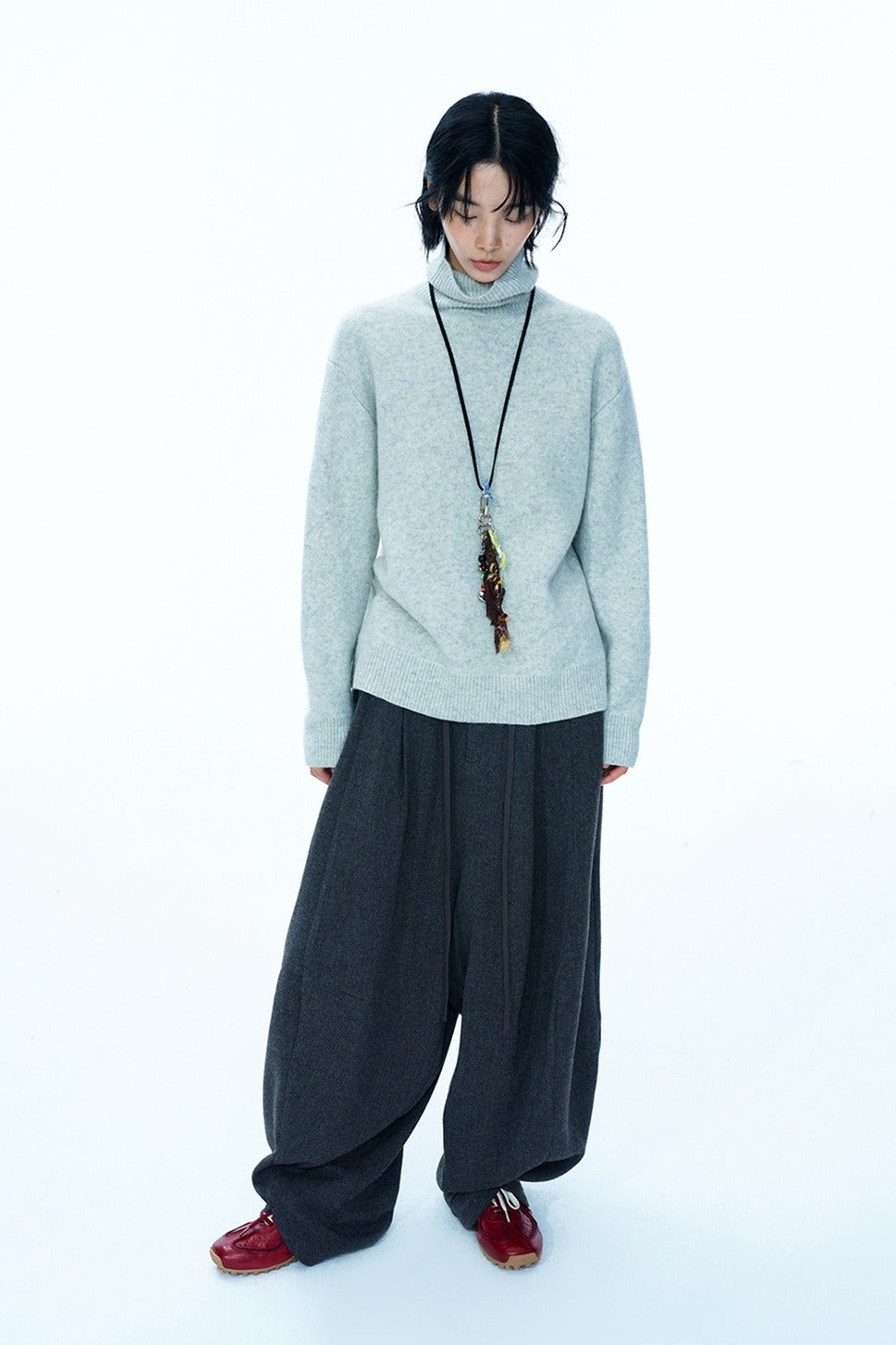 Wool blend high neck sweater | 4 color