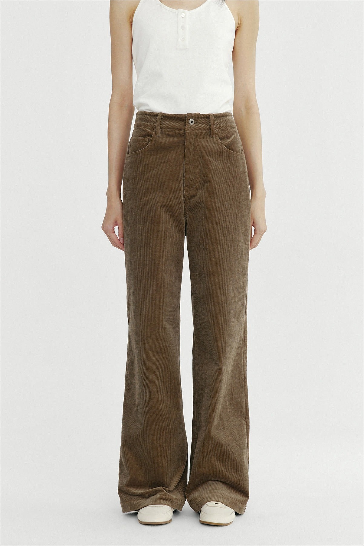 Cotton retro corduroy straight leg trousers | 2 color