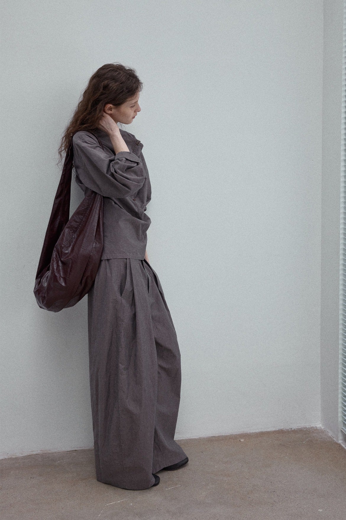 100% cotton cocoon shape pleats casual pants | 3 color
