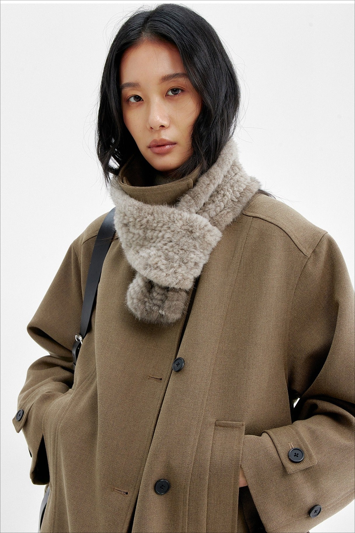 Mink fur warm mini scarf | 2 color