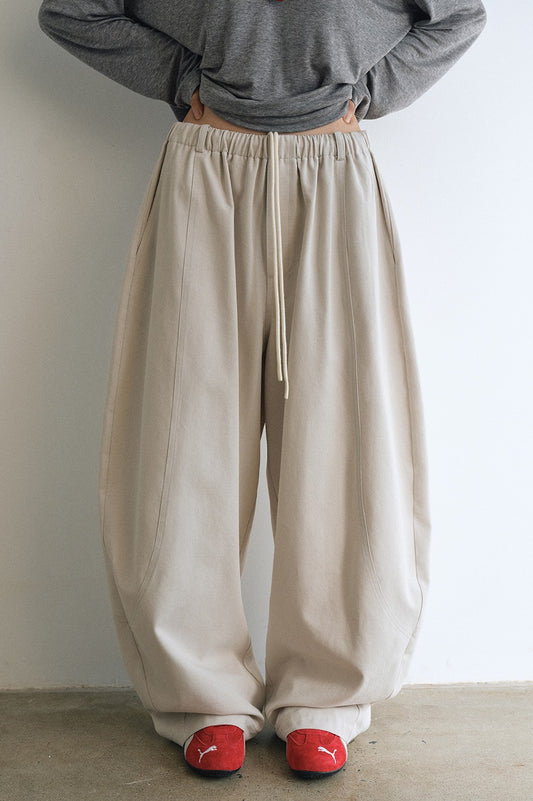 Cotton blend ultra-relaxed patchwork banana silhouette pants | 5 color