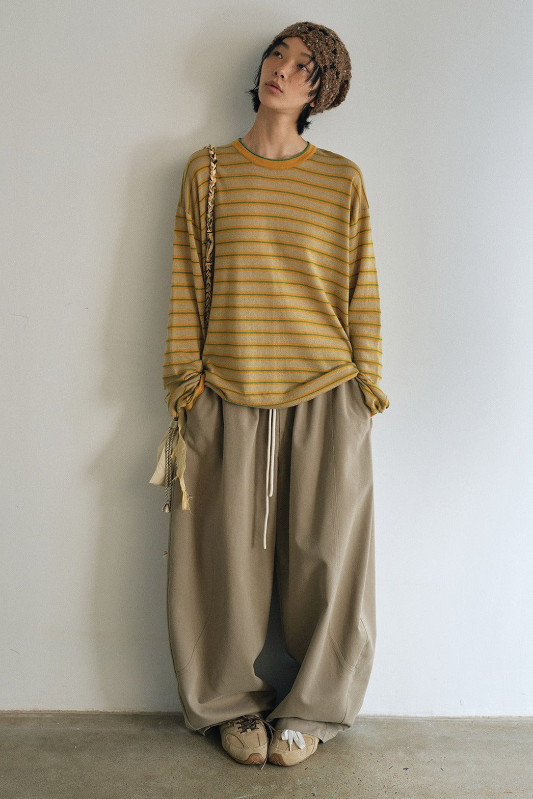 Wool blend oversized striped knitwear | 5 color