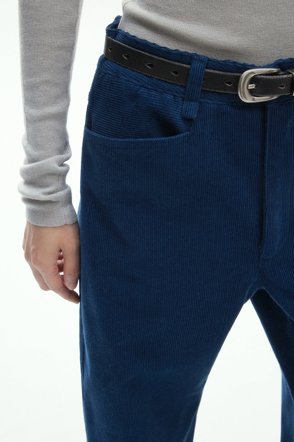 Cotton blend straight-leg corduroy pants | 3 color