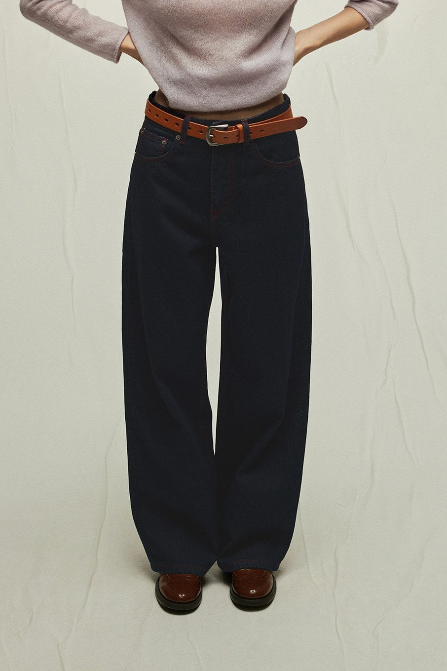 100% cotton color contrasting stitching jeans
