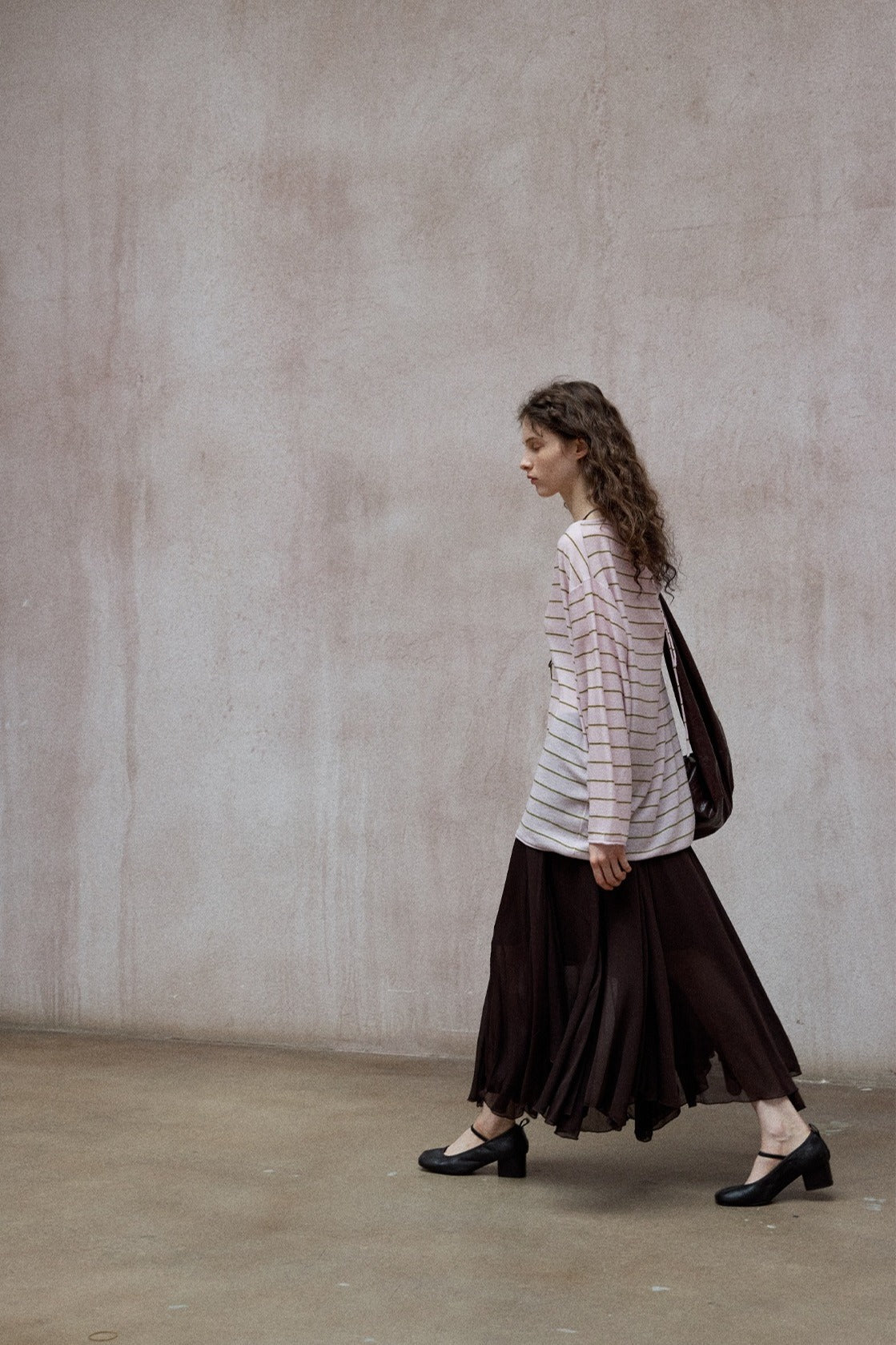 Wool blend lightweight loose-fit striped knitwear | 4 color