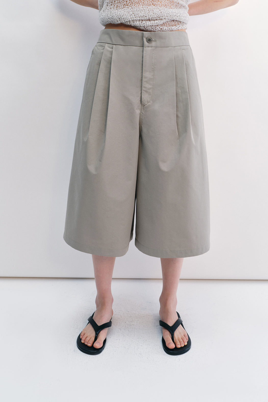 Cotton blend relaxed fit 7/8 pants | 4 color