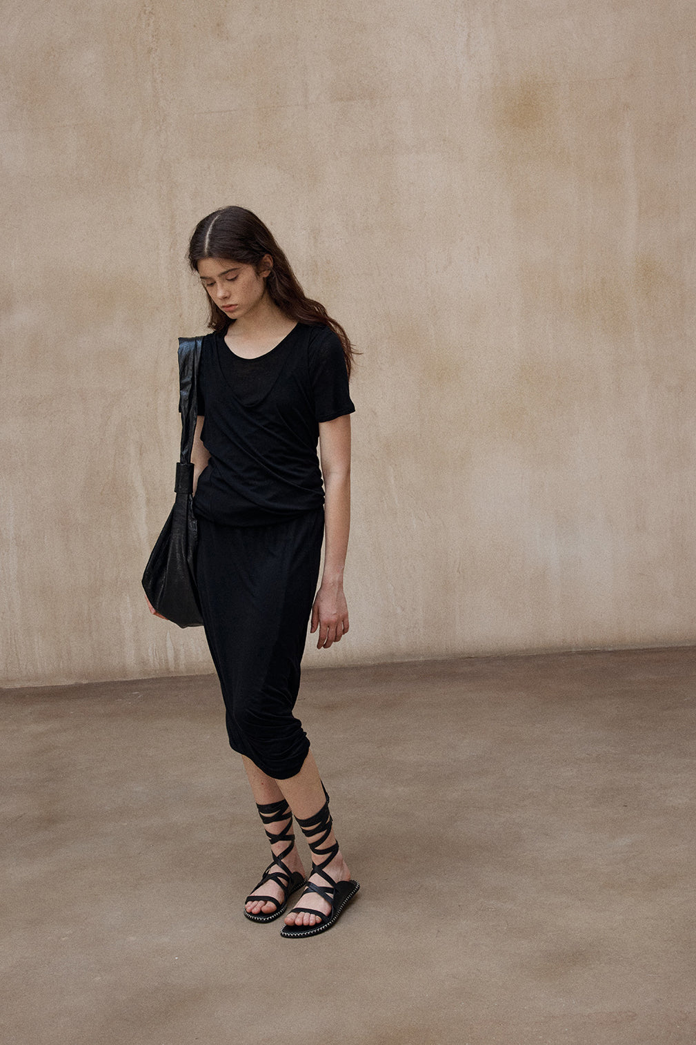Wool blend twisted layered effect soft skirt | 2 color