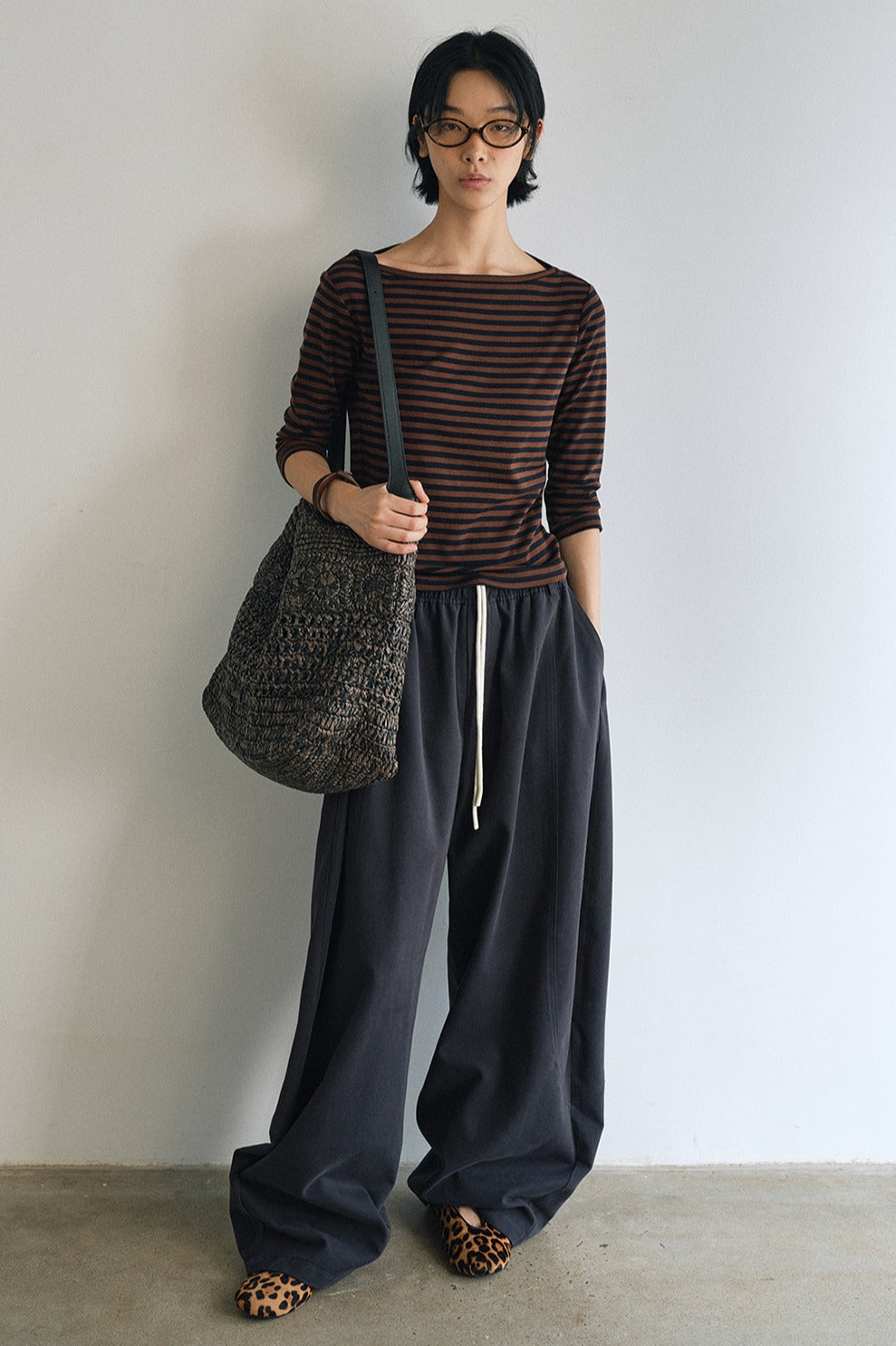 Cotton blend ultra-relaxed patchwork banana silhouette pants | 5 color