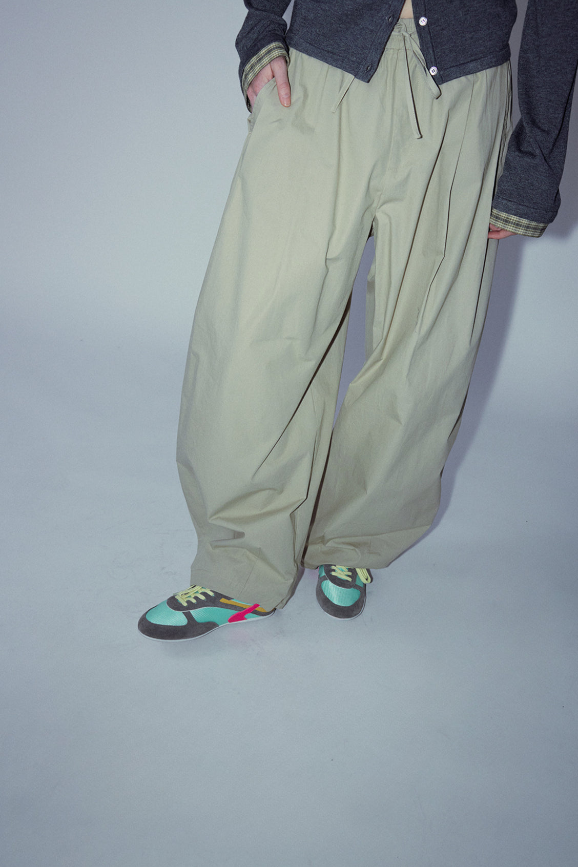 100% cotton balloon silhouette casual pants | 4 color