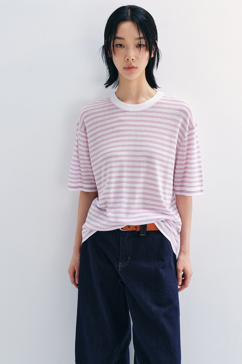 Relaxed-fit striped loose T-shirt | 4 color