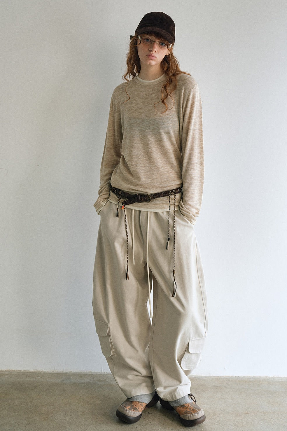 Acrylic-linen fake two-piece lightweight knitwear | 3 color