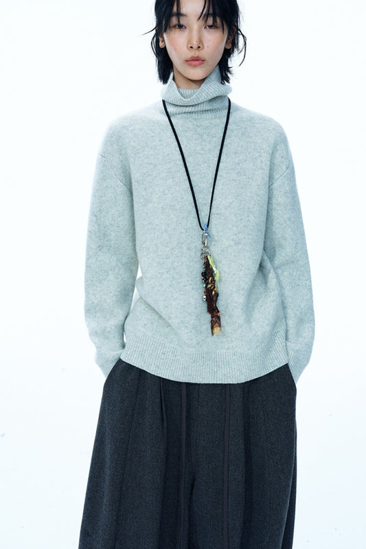 Wool blend high neck sweater | 4 color