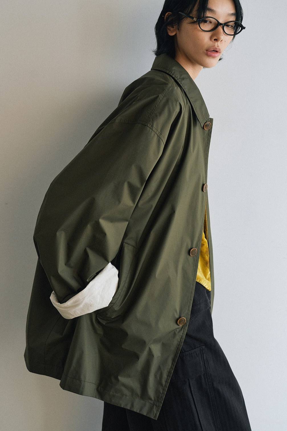 Easygoing minimalist style mid-length trench coat | 3 color