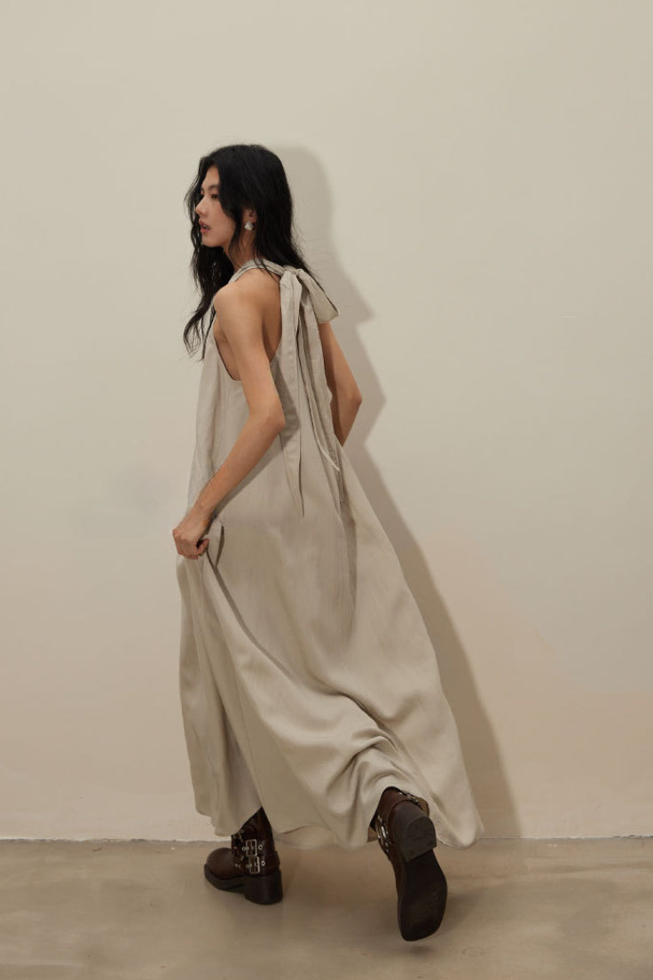 Lyocell blend multiway big hem strap dress | 3 color