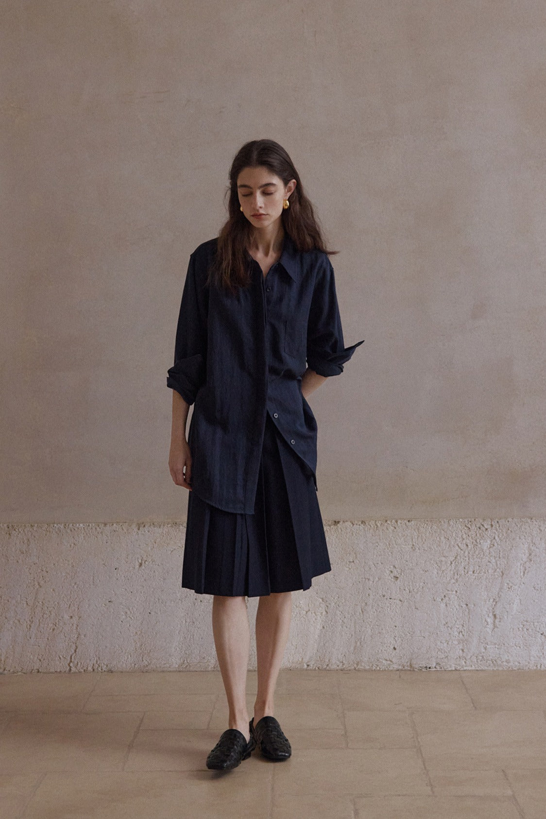 Lyocell blend matte finish drape shirt | 5 color
