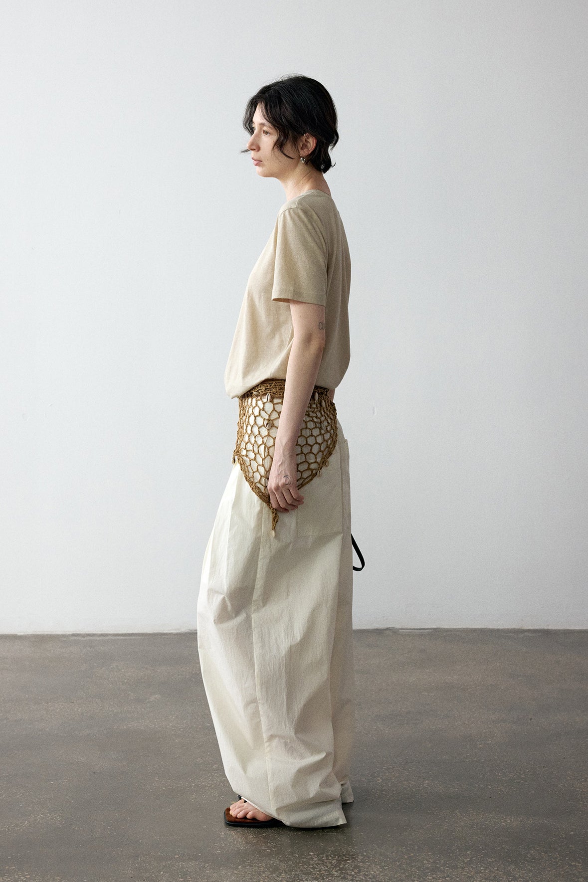 100% cotton paper-like texture wide leg pants | 4 color