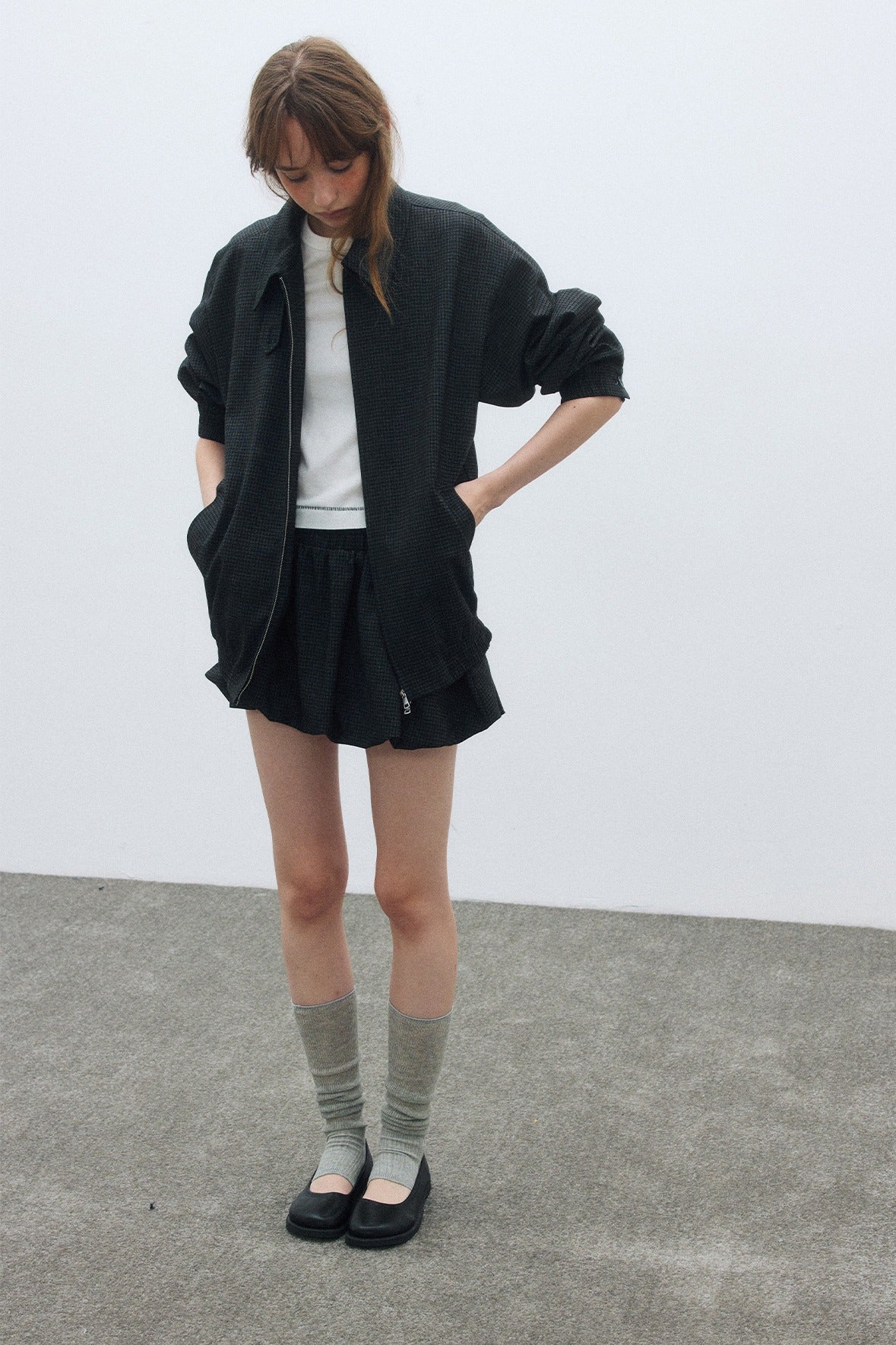 Casual & versatile gathered hem jacket | 2 color