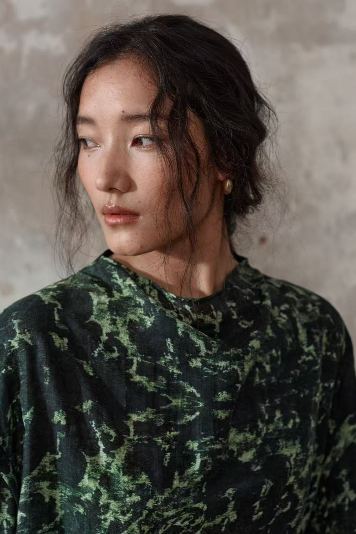 Lyocell blend romantic leaf print shirt | 2 color