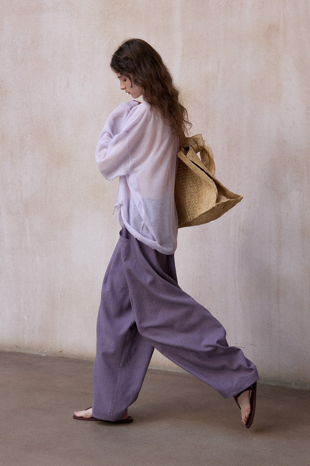 Wide leg elastic waist pants