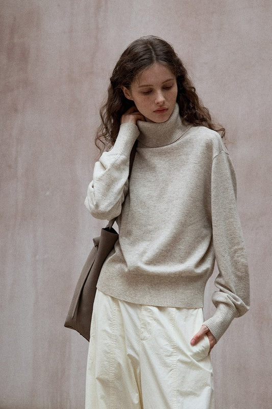 100% wool high neck soft sweater | 3 color