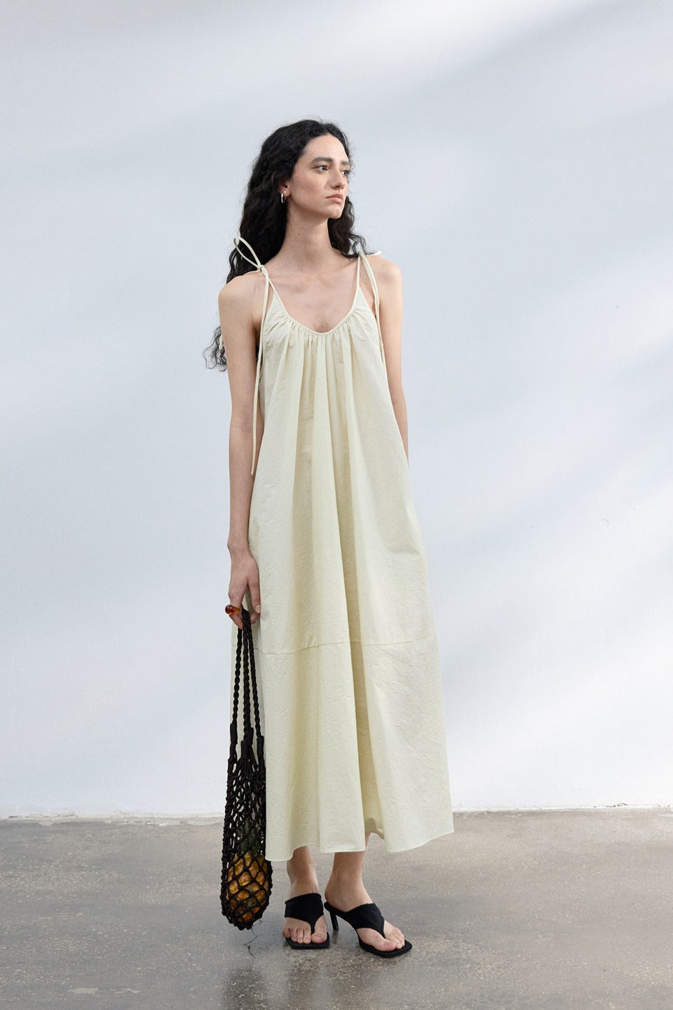Cotton blend soft sling dress | 4 color