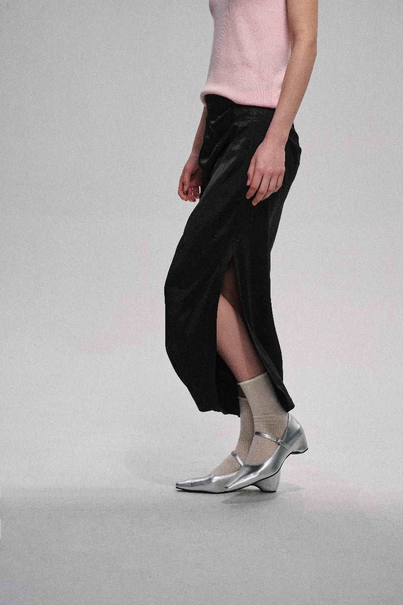 Acetate blend lustrous skirt