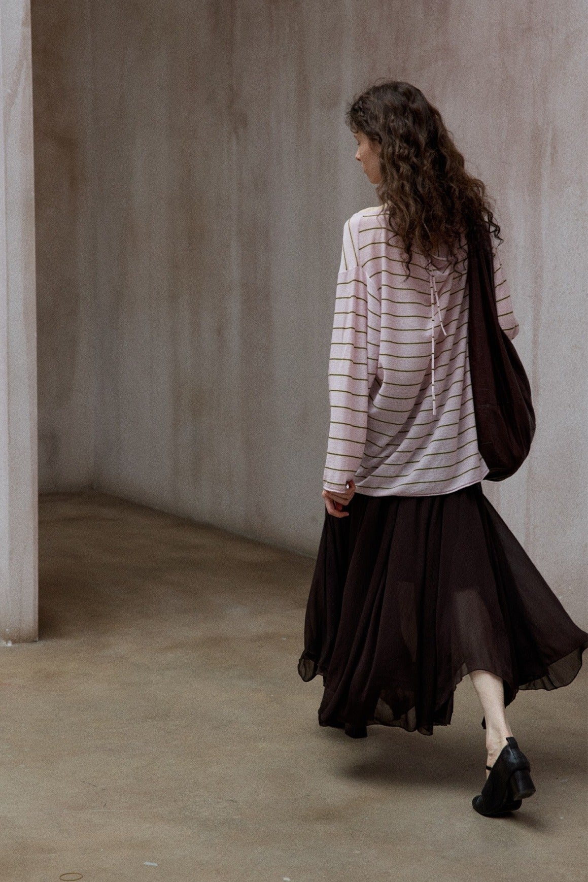 Wool blend lightweight loose-fit striped knitwear | 4 color