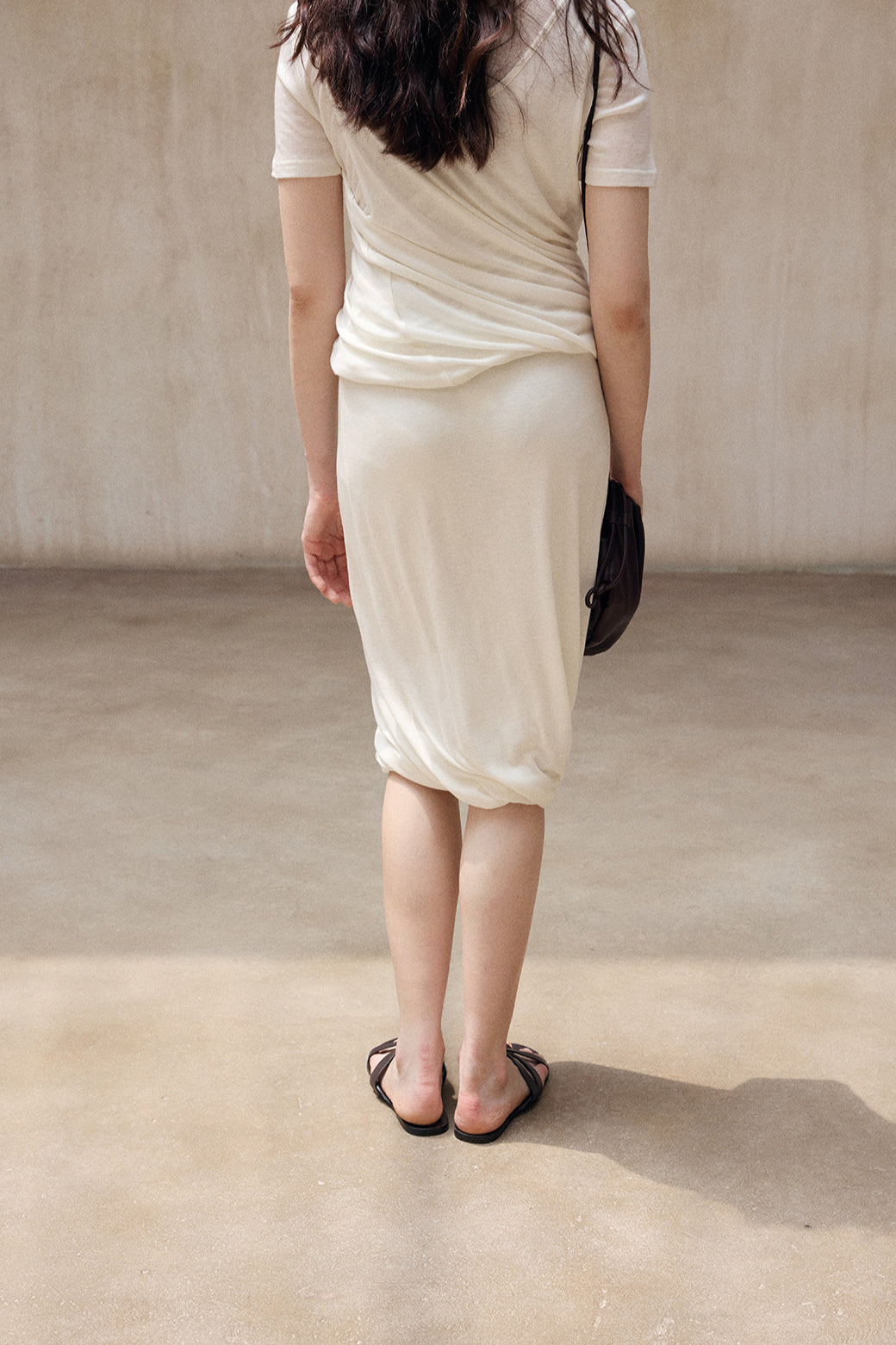 Wool blend twisted layered effect soft skirt | 2 color