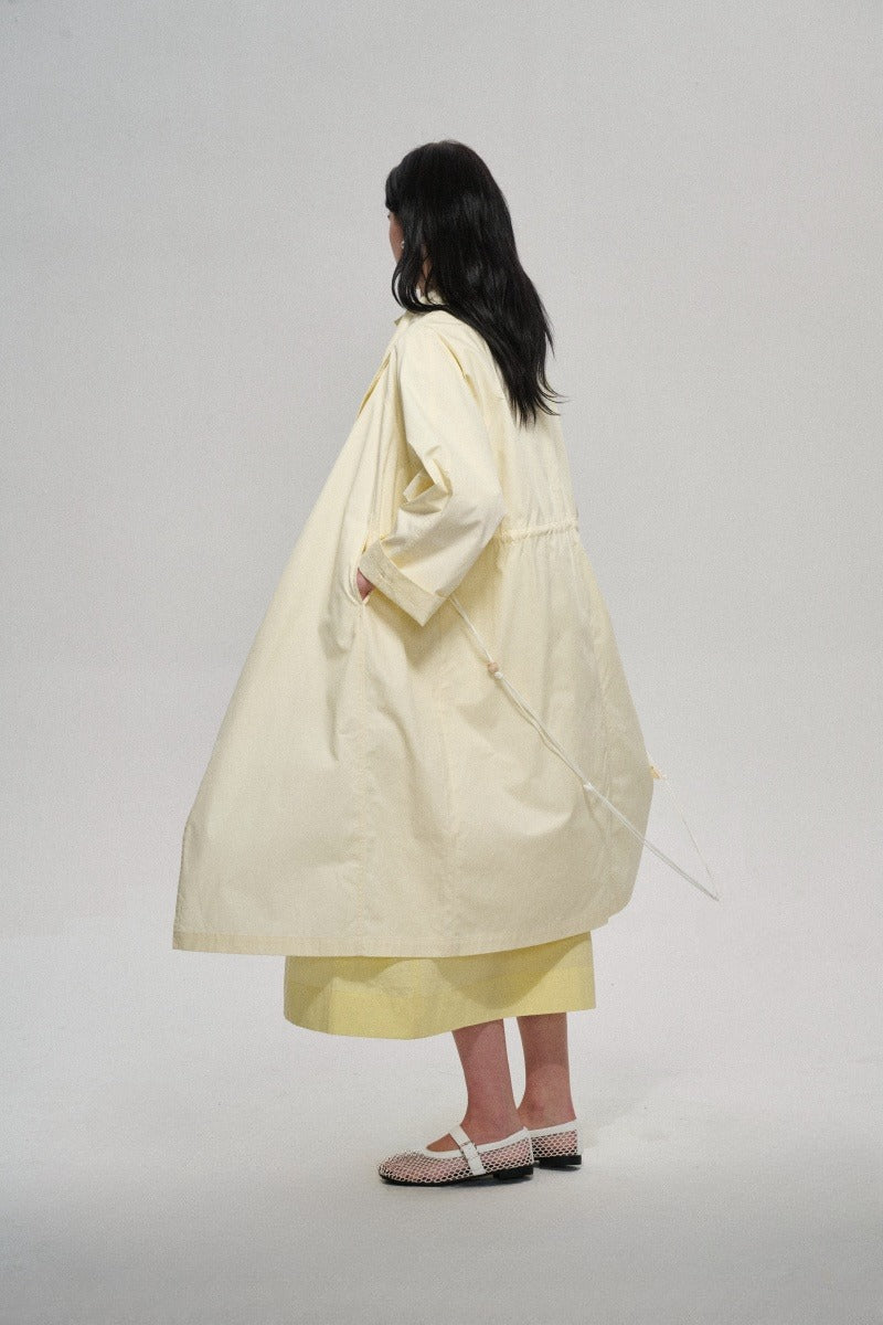 100 cotton structured silhouette trench coat | 2 color