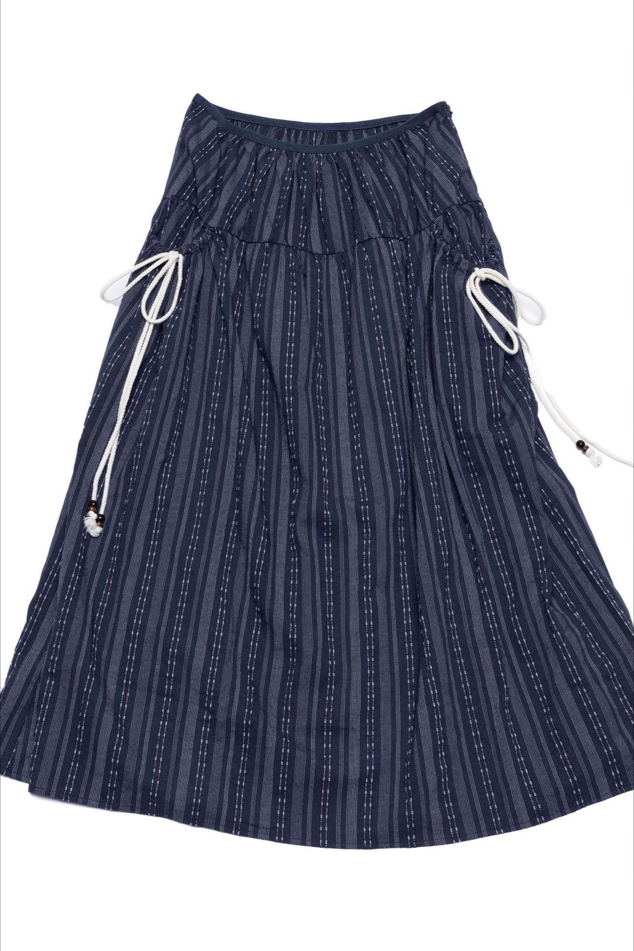 Cotton blend bohemian-style striped skirt