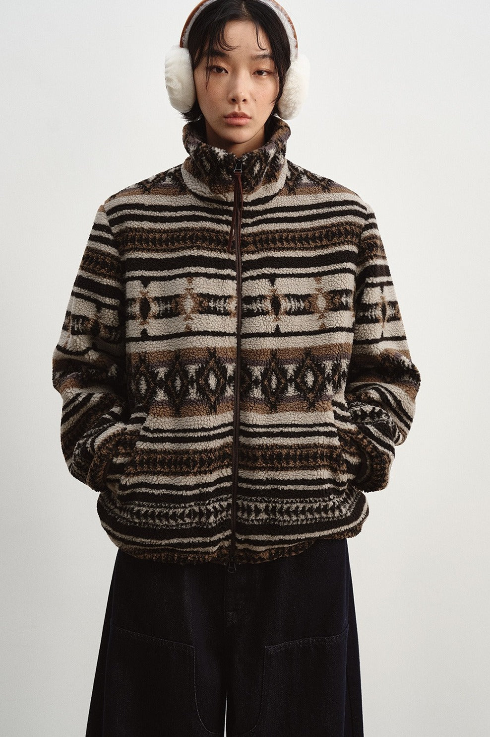 Cozy and casual jacquard fleece jacket | 2 color