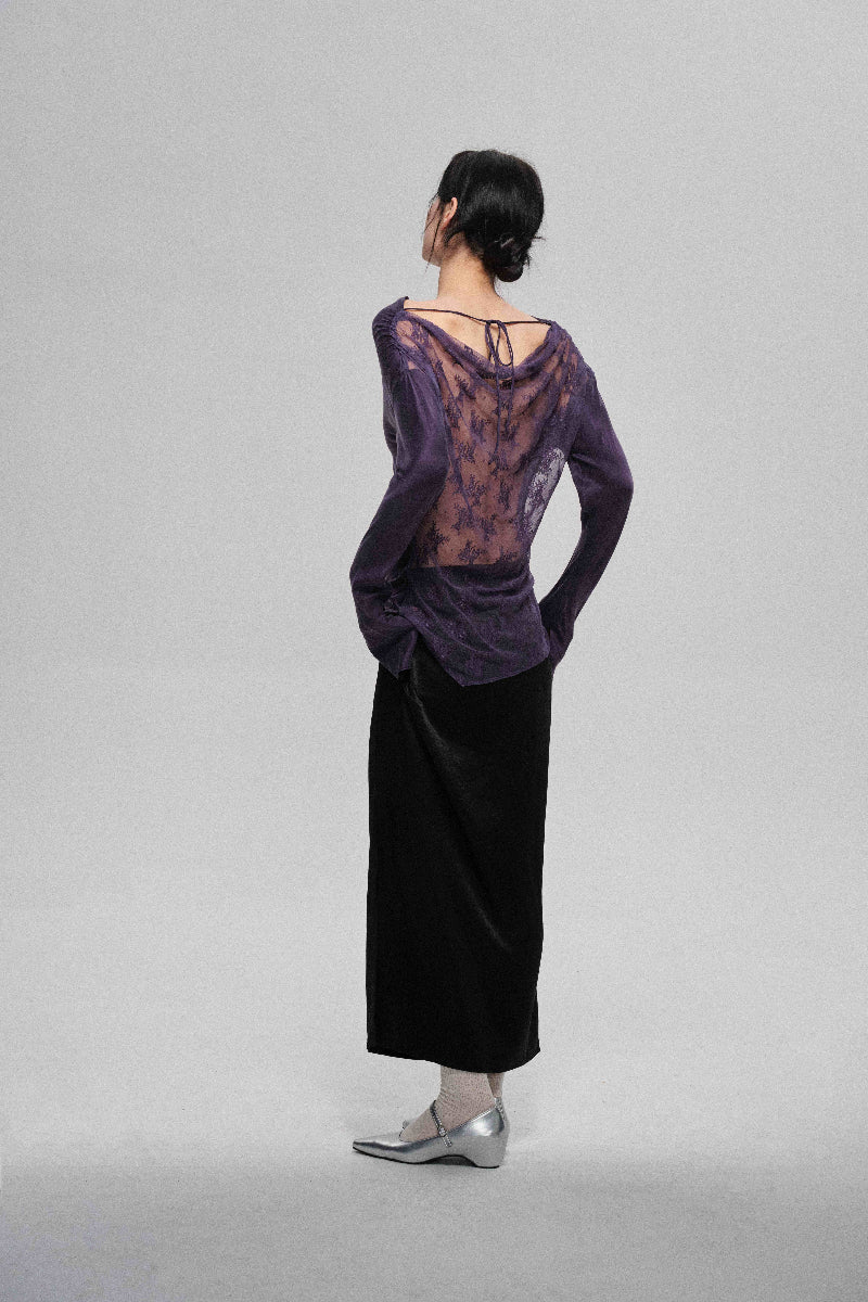 Acetate blend lustrous skirt