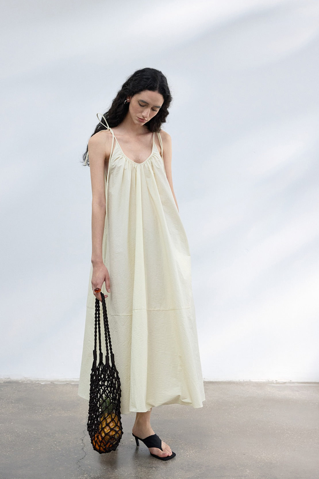Cotton blend soft sling dress | 4 color